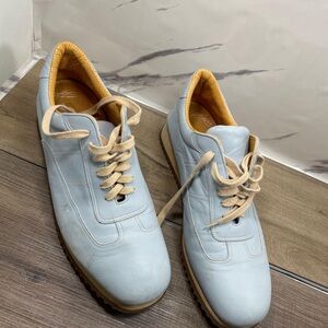 Santoni Sky Blue Leather Sneakers